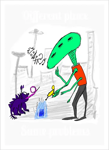 Different place, same problems, weiße Schrift