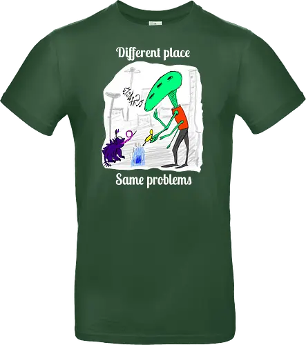 Different place, same problems, weiße Schrift