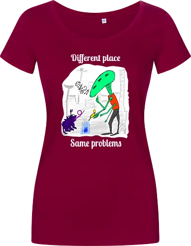 Different place, same problems, weiße Schrift