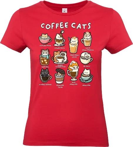 Coffee Cats - coffee cats, cafe, caffeine, cappucino, cat, cat coffee, cat lover gifts, coffee, coffee art, coffee bean, coffee cat, espresso, i love coffee, kittens, latte - Standard T-Shirt (Frauen)