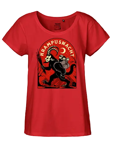 Krampusnacht - krampus, christmas, creepy, demon, devil, goat, goth, horror, krampusnacht, monster, merry christmas, scary, xmas, yule, yuletide - Fairtrade Girl Shirt