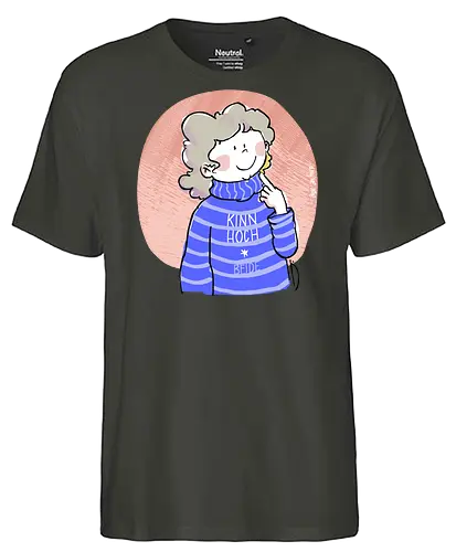 Kinn hoch! Beide! - Ringelpullisprüche, Ringeldinger, streifenweise, Spruch, Weisheit, Motivation, Ringelpulli, SprücheShirt, Cartoon Illustration, Statement, Beauty, Handgezeichnet, Humor, Selbstironie, Streifenpulli, Spruchshirt, deutsch - Fairtrade T-Shirt