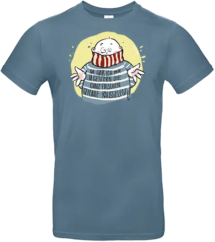 Da hab ich mir ja gestern .. - Ringelpullisprüche, Ringeldinger, streifenweise, Spruch, Weisheit, Motivation, Ringelpulli, SprücheShirt, Cartoon Illustration, Statement, Handgezeichnet, Humor, Selbstironie, Streifenpulli, Spruchshirt, deutsch - Standard T-Shirt