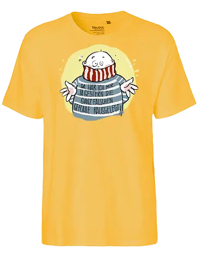 Da hab ich mir ja gestern .. - Ringelpullisprüche, Ringeldinger, streifenweise, Spruch, Weisheit, Motivation, Ringelpulli, SprücheShirt, Cartoon Illustration, Statement, Handgezeichnet, Humor, Selbstironie, Streifenpulli, Spruchshirt, deutsch - Fairtrade T-Shirt
