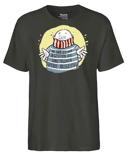 Da hab ich mir ja gestern .. - Ringelpullisprüche, Ringeldinger, streifenweise, Spruch, Weisheit, Motivation, Ringelpulli, SprücheShirt, Cartoon Illustration, Statement, Handgezeichnet, Humor, Selbstironie, Streifenpulli, Spruchshirt, deutsch - Fairtrade T-Shirt
