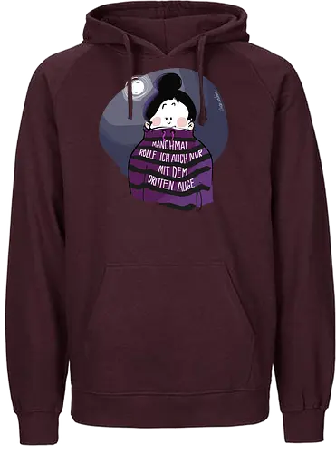 Drittes Auge - Ringelpullisprüche, Ringeldinger, streifenweise, Spruch, Weisheit, Motivation, Ringelpulli, SprücheShirt, Cartoon Illustration, Spiritualität, Statement, Handgezeichnet, Humor, Selbstironie, Streifenpulli, Spruchshirt, deutsch - Fairtrade Hoodie