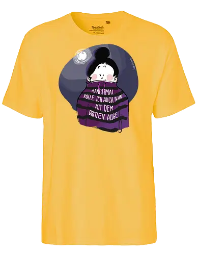 Drittes Auge - Ringelpullisprüche, Ringeldinger, streifenweise, Spruch, Weisheit, Motivation, Ringelpulli, SprücheShirt, Cartoon Illustration, Spiritualität, Statement, Handgezeichnet, Humor, Selbstironie, Streifenpulli, Spruchshirt, deutsch - Fairtrade T-Shirt