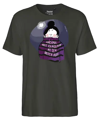 Drittes Auge - Ringelpullisprüche, Ringeldinger, streifenweise, Spruch, Weisheit, Motivation, Ringelpulli, SprücheShirt, Cartoon Illustration, Spiritualität, Statement, Handgezeichnet, Humor, Selbstironie, Streifenpulli, Spruchshirt, deutsch - Fairtrade T-Shirt