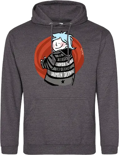 Es heißt human being - nicht human doing!  - Ringelpullisprüche, Ringeldinger, streifenweise, Spruch, Weisheit, Motivation, Ringelpulli, SprücheShirt, Cartoon Illustration, Statement, Handgezeichnet, Humor, Selbstironie, Streifenpulli, Spruchshirt, deutsch - Standard Hoodie