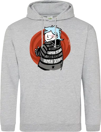 Es heißt human being - nicht human doing!  - Ringelpullisprüche, Ringeldinger, streifenweise, Spruch, Weisheit, Motivation, Ringelpulli, SprücheShirt, Cartoon Illustration, Statement, Handgezeichnet, Humor, Selbstironie, Streifenpulli, Spruchshirt, deutsch - Standard Hoodie