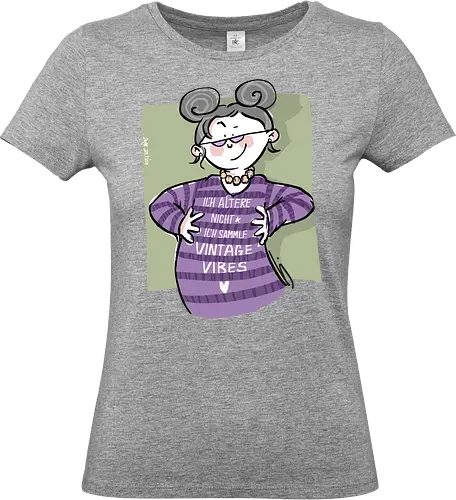 Vintage vibes - Ringelpullisprüche, Ringeldinger, streifenweise, Spruch, Weisheit, Motivation, Ringelpulli, SprücheShirt, Cartoon Illustration, Alt, Altwerden, Statement, Handgezeichnet, Humor, Selbstironie, Streifenpulli, Spruchshirt, deutsch - Standard T-Shirt (Frauen)