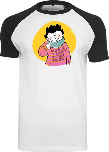 Guck mal.. - Ringelpullisprüche, Ringeldinger, streifenweise, Spruch, Weisheit, Motivation, Ringelpulli, SprücheShirt, Cartoon Illustration, Statement, Handgezeichnet, Humor, Selbstironie, Streifenpulli, Spruchshirt, deutsch - Raglan T-Shirt
