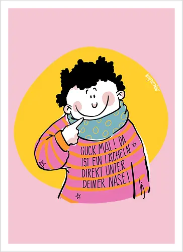 Guck mal.. - Ringelpullisprüche, Ringeldinger, streifenweise, Spruch, Weisheit, Motivation, Ringelpulli, SprücheShirt, Cartoon Illustration, Statement, Handgezeichnet, Humor, Selbstironie, Streifenpulli, Spruchshirt, deutsch - Kunstdruck