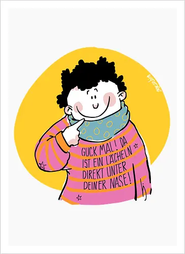 Guck mal.. - Ringelpullisprüche, Ringeldinger, streifenweise, Spruch, Weisheit, Motivation, Ringelpulli, SprücheShirt, Cartoon Illustration, Statement, Handgezeichnet, Humor, Selbstironie, Streifenpulli, Spruchshirt, deutsch - Kunstdruck
