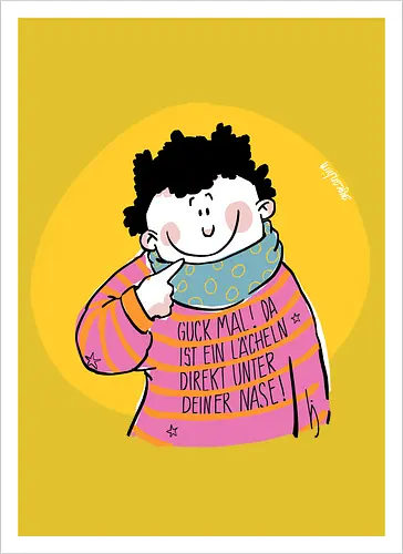 Guck mal.. - Ringelpullisprüche, Ringeldinger, streifenweise, Spruch, Weisheit, Motivation, Ringelpulli, SprücheShirt, Cartoon Illustration, Statement, Handgezeichnet, Humor, Selbstironie, Streifenpulli, Spruchshirt, deutsch - Kunstdruck