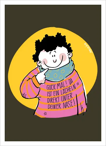Guck mal.. - Ringelpullisprüche, Ringeldinger, streifenweise, Spruch, Weisheit, Motivation, Ringelpulli, SprücheShirt, Cartoon Illustration, Statement, Handgezeichnet, Humor, Selbstironie, Streifenpulli, Spruchshirt, deutsch - Kunstdruck