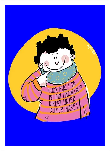 Guck mal.. - Ringelpullisprüche, Ringeldinger, streifenweise, Spruch, Weisheit, Motivation, Ringelpulli, SprücheShirt, Cartoon Illustration, Statement, Handgezeichnet, Humor, Selbstironie, Streifenpulli, Spruchshirt, deutsch - Kunstdruck
