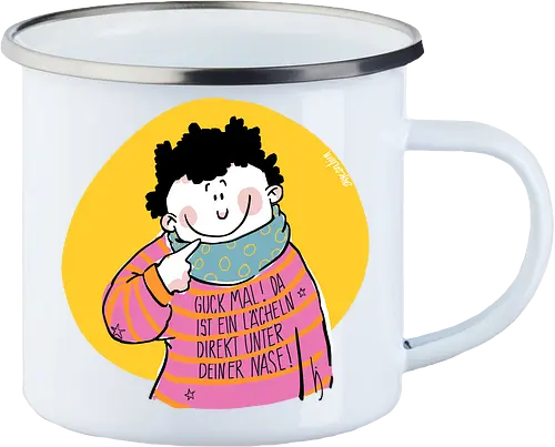 Guck mal.. - Ringelpullisprüche, Ringeldinger, streifenweise, Spruch, Weisheit, Motivation, Ringelpulli, SprücheShirt, Cartoon Illustration, Statement, Handgezeichnet, Humor, Selbstironie, Streifenpulli, Spruchshirt, deutsch - Emailletasse