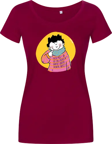 Guck mal.. - Ringelpullisprüche, Ringeldinger, streifenweise, Spruch, Weisheit, Motivation, Ringelpulli, SprücheShirt, Cartoon Illustration, Statement, Handgezeichnet, Humor, Selbstironie, Streifenpulli, Spruchshirt, deutsch - Damen T-Shirt