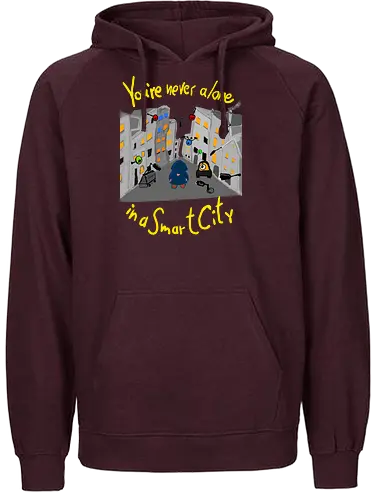 You're never alone in a Smart City, helle Schrift - Privatsphäre, BigData, Überwachungskapitalismus - Fairtrade Hoodie