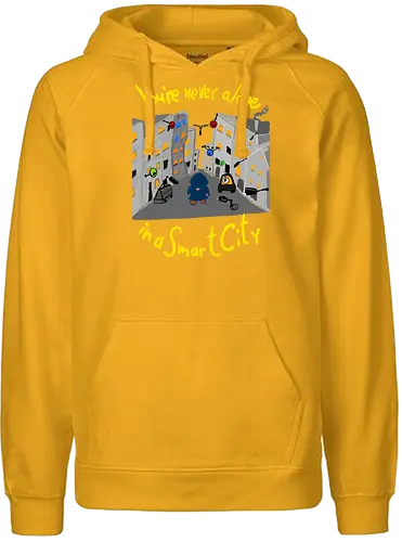 You're never alone in a Smart City, helle Schrift - Privatsphäre, BigData, Überwachungskapitalismus - Fairtrade Hoodie