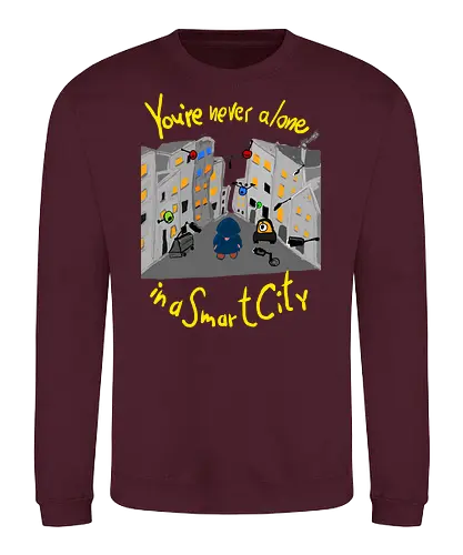 You're never alone in a Smart City, helle Schrift - Privatsphäre, BigData, Überwachungskapitalismus - Sweatshirt