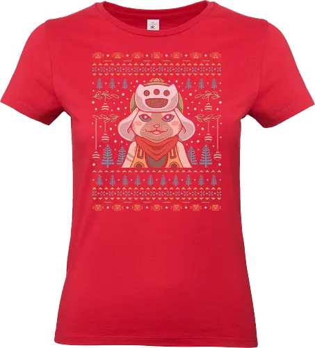 Felyne Palico Ugly Sweater - hunter, pukei pukei, monster, world, chatacabra, gamer, gaming, video games, palico, wyvern, felyne, rise, wilds, ugly christmas sweater - Standard T-Shirt (Frauen)
