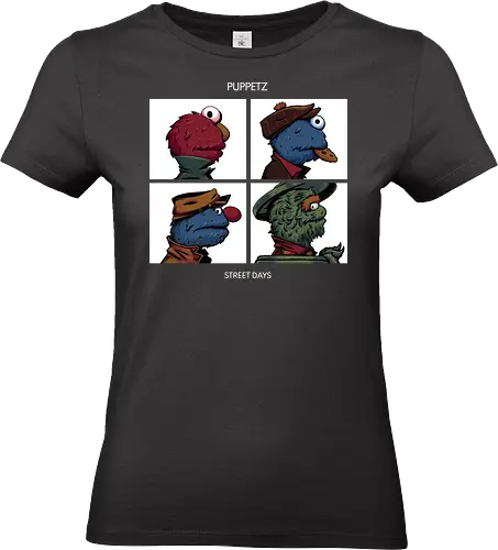 Puppetz Street Days - cookie monster, grover, Oscar the grouch, sesame streets, elmo, big bird, retro, puppet, puppets, puppet master, retro vintage, puppeteer, unique design, retro design, vintage cartoon, demon days, gorillaz, gorillaz demon days - Standard T-Shirt (Frauen)