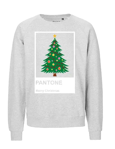 Pantone Merry Christmas - Pantone Christmas, Pantone parody, Christmas tree, designer gift, minimalist holiday, clever graphic, artistic, color lover, Merry Christmas, retro swatch, t-shirt design, art print, graphic designer - Fairtrade Sweatshirt