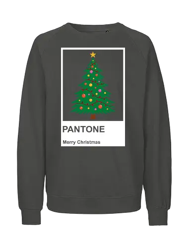 Pantone Merry Christmas - Pantone Christmas, Pantone parody, Christmas tree, designer gift, minimalist holiday, clever graphic, artistic, color lover, Merry Christmas, retro swatch, t-shirt design, art print, graphic designer - Fairtrade Sweatshirt