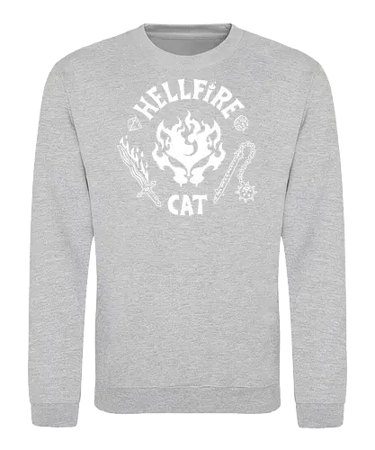 Hellfire Cat - hellfire club, cat, kitty, meow, Strange, hellfire, demogorgon, hawkins, upside down, eleven, Pen and paper, movie, tv series, TV, 80s - Sweatshirt