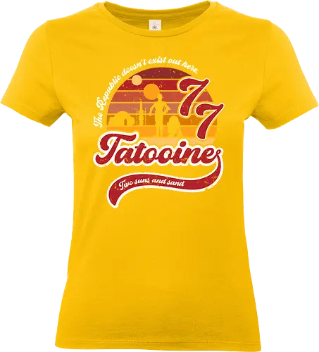 Vintage two suns and sand - retro, rebel, 70s, movies, films, date, galaxy, star, c3po, r2d2, vintage - Standard T-Shirt (Frauen)