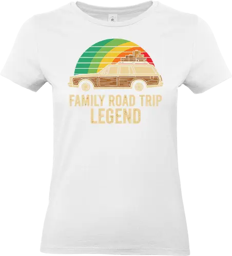 Family Road Trip Legend - Family Road Trip Legend, station wagon, wood panel, retro car, 70s 80s nostalgia, vintage travel, road trip humor, family vacation, distressed graphic, t-shirt design, art print, cool dad, sunset rainbow, travel enthusiast - Standard T-Shirt (Frauen)