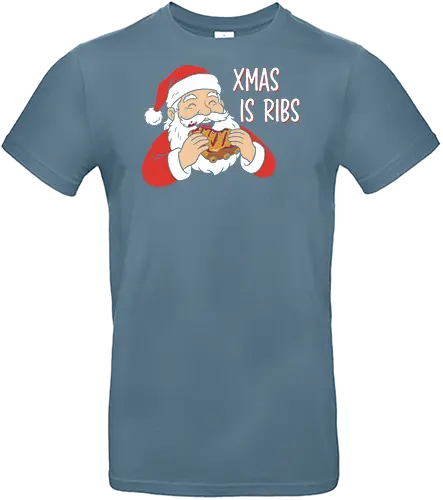 Funny BBQ Santa Claus - Xmas Is Ribs T-Shirt, Funny Christmas Shirt, BBQ Santa Claus Tee, Santa Eating Ribs, Christmas Ribs Shirt, Pitmaster Christmas Gift, Grill Master Holiday Shirt, Foodie Christmas Apparel, Ugly Christmas Sweater Party Shirt, Barbecue Lover Gift, Pulled Pork Christmas, Holiday Barbeque Tee, Funny Food Christmas, Meaty Christmas Shirt - Standard T-Shirt