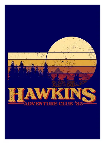 Retro Adventure Club - Strange, Hawkins, Adventure, Club 80's - Kunstdruck