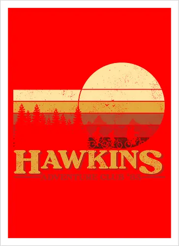 Retro Adventure Club - Strange, Hawkins, Adventure, Club 80's - Kunstdruck
