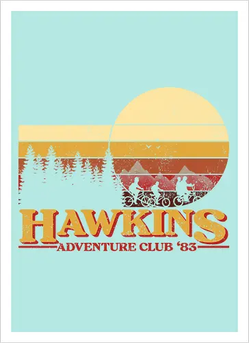 Retro Adventure Club - Strange, Hawkins, Adventure, Club 80's - Kunstdruck