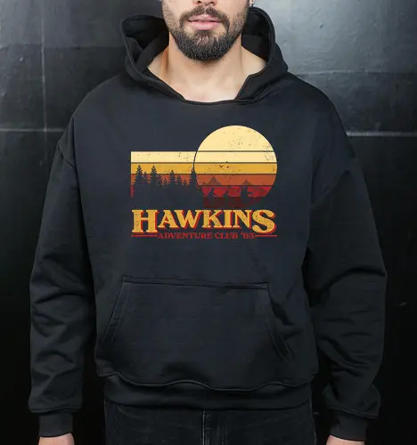 Retro Adventure Club - Strange, Hawkins, Adventure, Club 80's - Cropped Hoodie