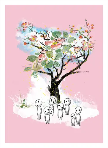 Kodamas a la Hokusai