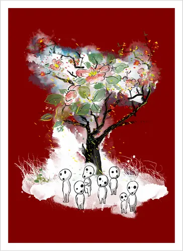 Kodamas a la Hokusai