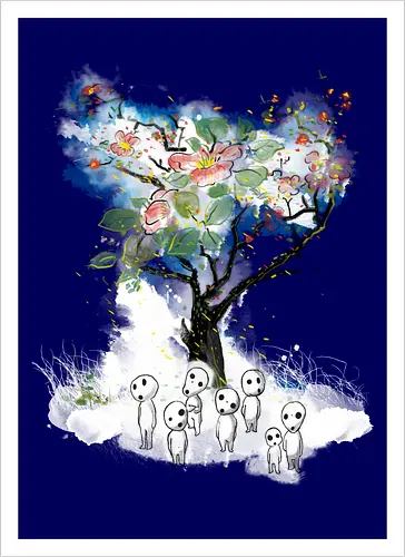 Kodamas a la Hokusai