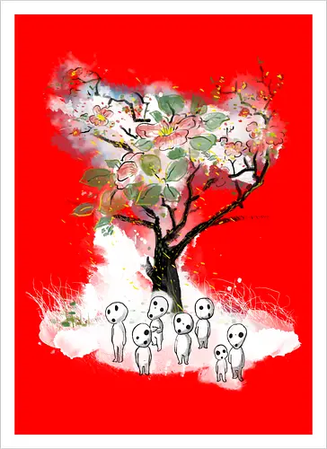 Kodamas a la Hokusai