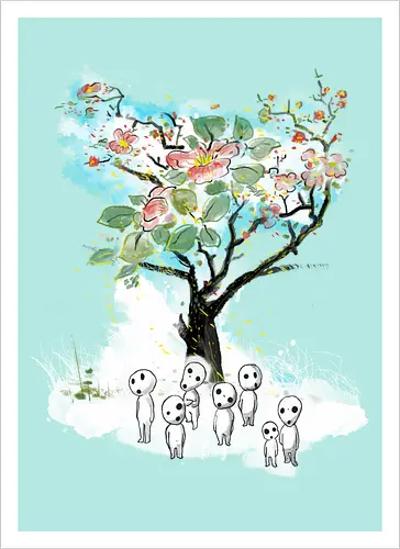 Kodamas a la Hokusai