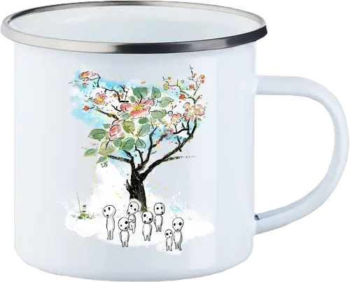 Kodamas a la Hokusai - kodamas, cute, kids, anime, japan pop culture, fantasy - Emailletasse