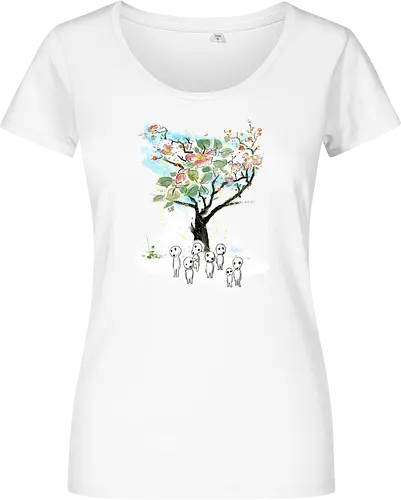 Kodamas a la Hokusai - kodamas, cute, kids, anime, japan pop culture, fantasy - Damen T-Shirt