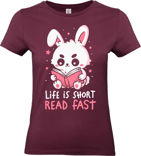 Life is Short Read Fast - koalatees, koala, bunny, rabbit, book lover, bookworm, bookish, kawaii, introvert, reader gift, nerd - Standard T-Shirt (Frauen)