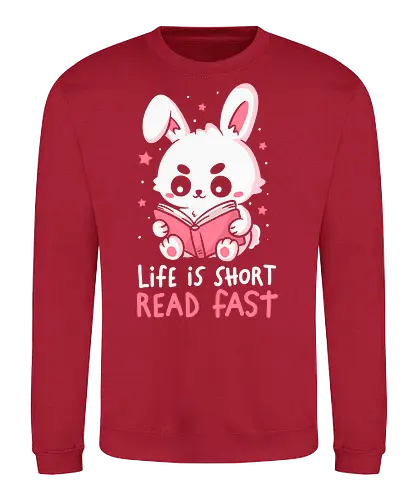 Life is Short Read Fast - koalatees, koala, bunny, rabbit, book lover, bookworm, bookish, kawaii, introvert, reader gift, nerd - Sweatshirt