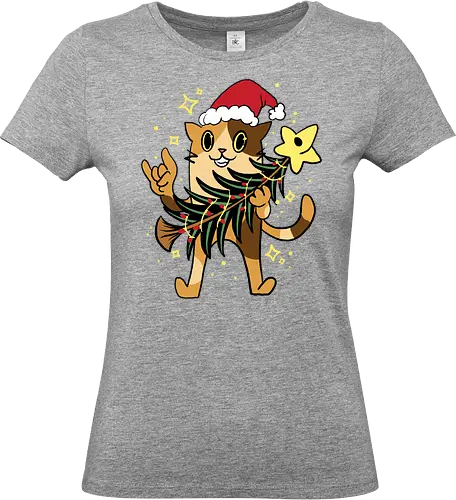 paw paw party - christmas, santaclaus, ugly christmas sweater, cat, catlover, christmas tree, psycadelic, funny, cute, hat, cartoon, merry christmas, decoration, holiday, black friday - Standard T-Shirt (Frauen)