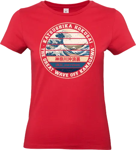 Hokusai vintage - anime, manga, japan, japanese art, retro, vintage, hokusai, great wave off kanagawa, logo - Standard T-Shirt (Frauen)