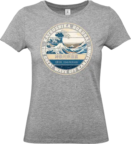 Hokusai vintage - anime, manga, japan, japanese art, retro, vintage, hokusai, great wave off kanagawa, logo - Standard T-Shirt (Frauen)